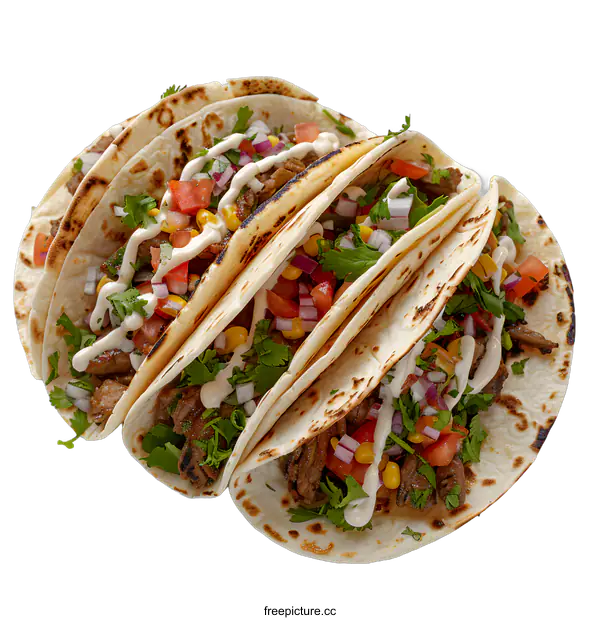 [Transparent Background PNG]Delicious Beef Tacos on White Background