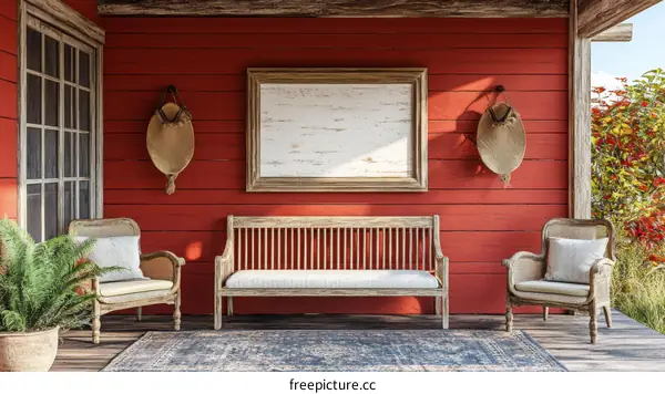 Rustic Porch Decor with Wooden Furniture