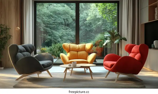 Modern Living Room with Comfortable Armchairs