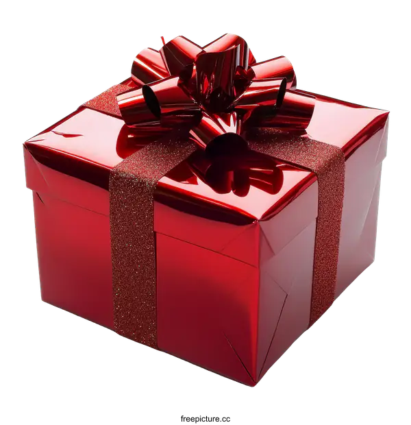 [Transparent Background PNG]Red Gift Box with a Beautiful Bow