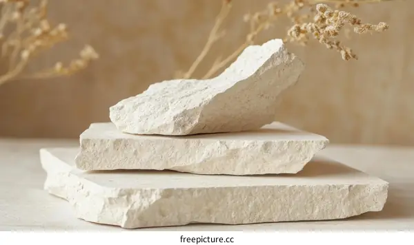 Stacked Light Beige Stones Natural Display