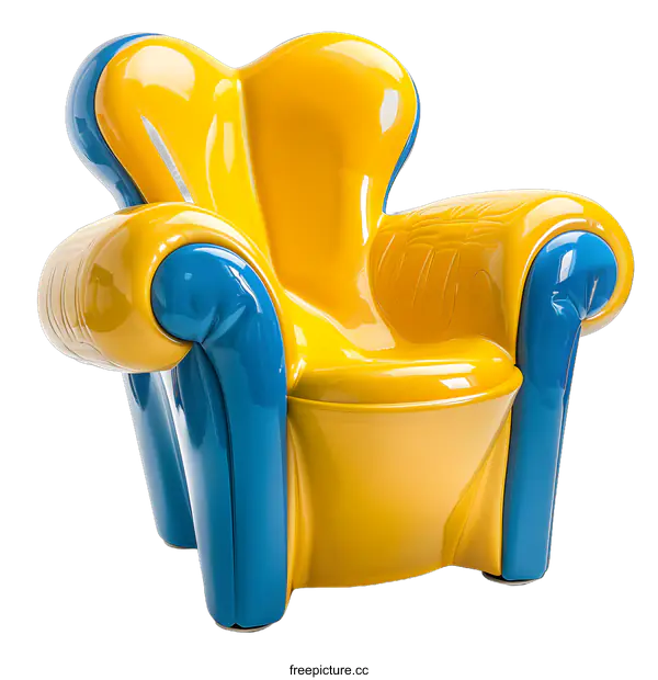 [Transparent Background PNG]Yellow and Blue Modern Armchair
