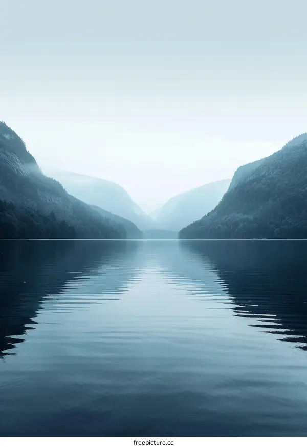 Misty Mountains and Serene Lake