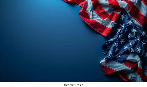 American flag on blue background