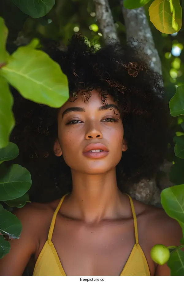 portrait of a young woman with curly hair