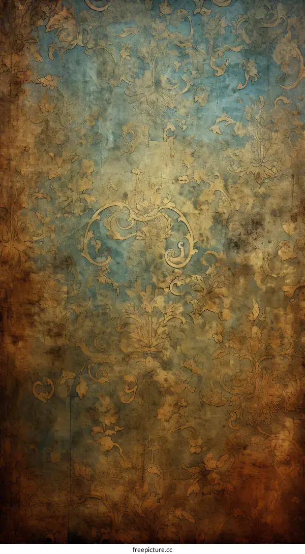 Blue and brown retro floral background