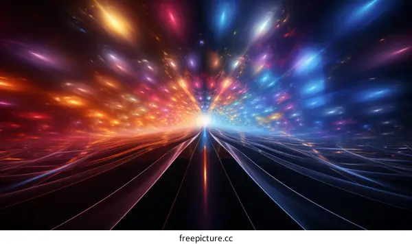 Colorful streaks of light in space