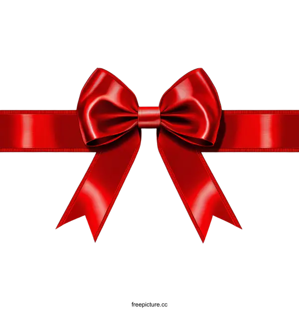 [Transparent Background PNG]Red Satin Ribbon Bow Illustration for Gift Wrapping