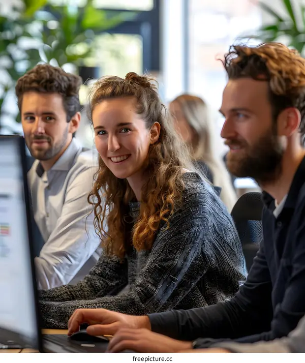 Colleagues working together in an office