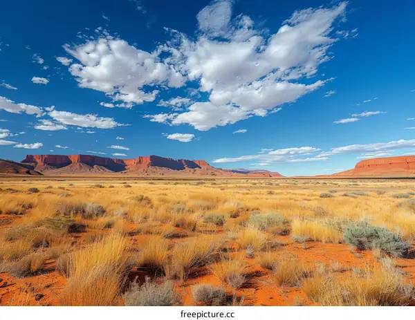 Red Rock Desert Landscape Under a Blue Sky