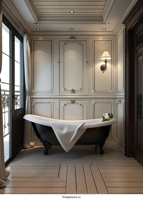 Black and white bathroom design renderings