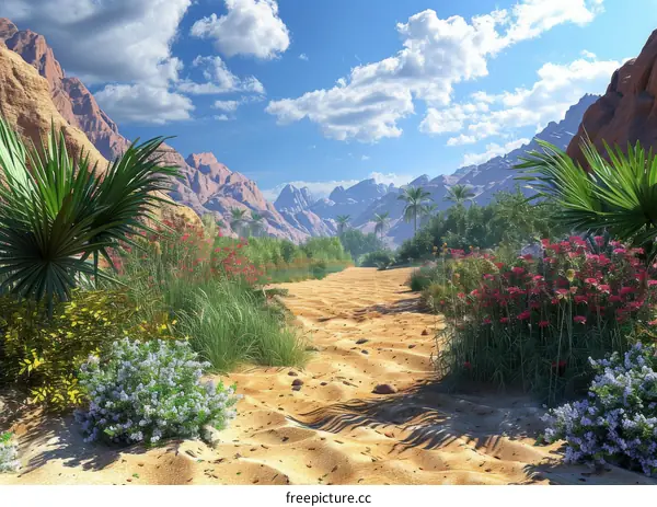 Serene Oasis in the Heart of the Arid Desert