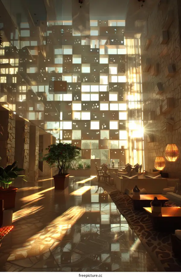 Modern Architecture Interior Design with Sunlight