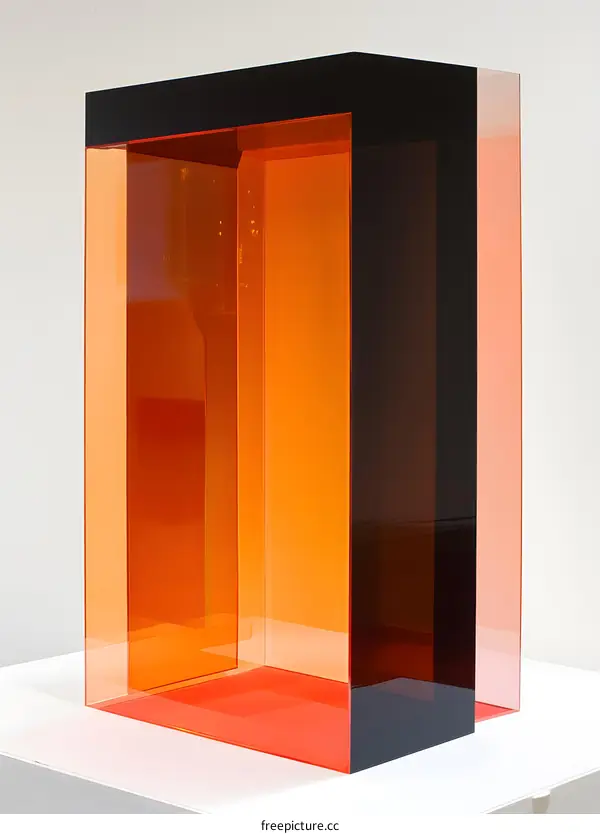 Orange and Black Acrylic Sculpture