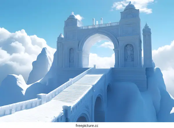 White Stone Archway Bridge Leading to Heaven