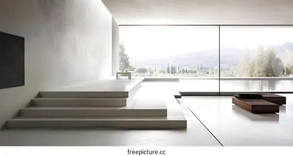 Modern Minimalist Interior Design with a View of the Landscape