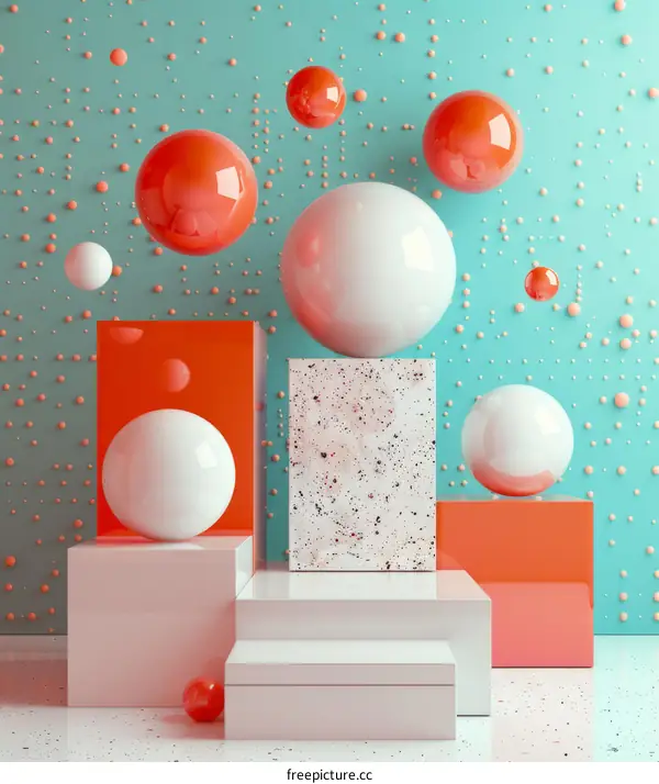 3d rendering of a surreal abstract scene with geometric shapes