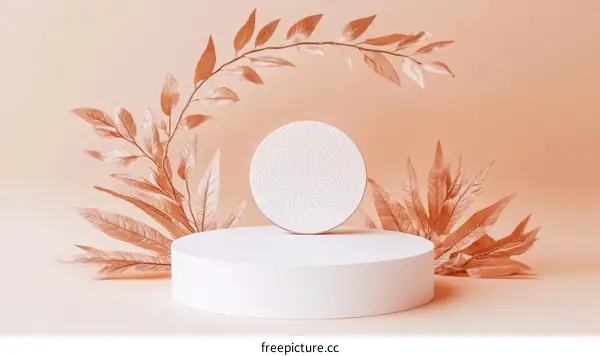 Elegant Minimalist Display Podium with Golden Leaves