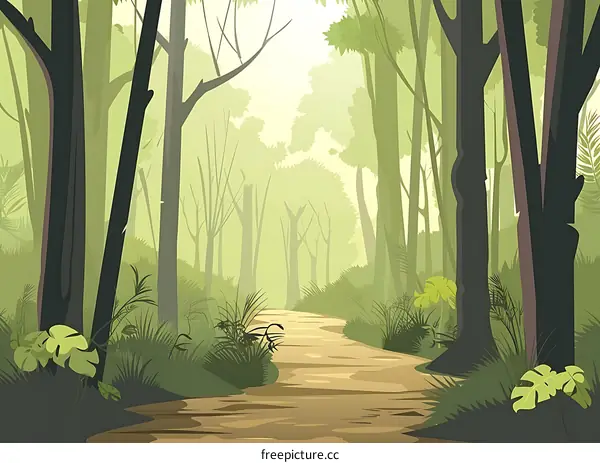 Path Through a Lush Green Forest