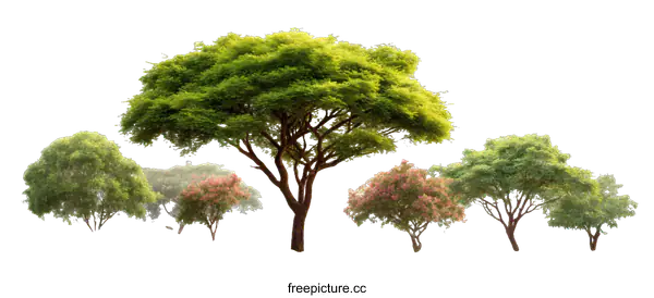 [Transparent Background PNG]Group of Trees against White Background