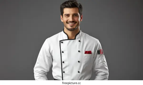 Smiling Chef in Professional Uniform