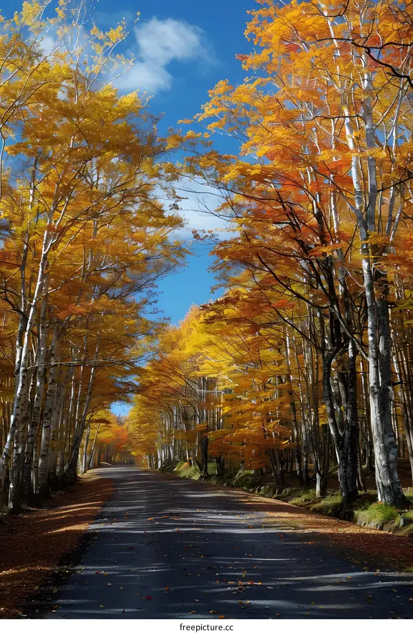 Road through the autumn forest