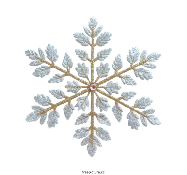 [Transparent Background PNG]Sparkling Silver and Gold Snowflake Ornament