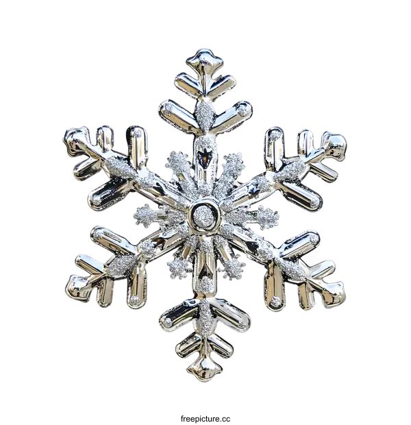 [Transparent Background PNG]Silver Glitter Snowflake Christmas Decoration