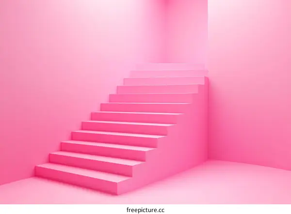 Pink Stairway Minimalist Design Illustration