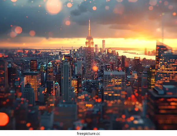 New York City Skyline at Sunset