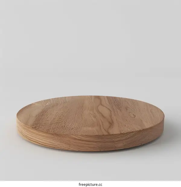 Round Wooden Platform On White Background