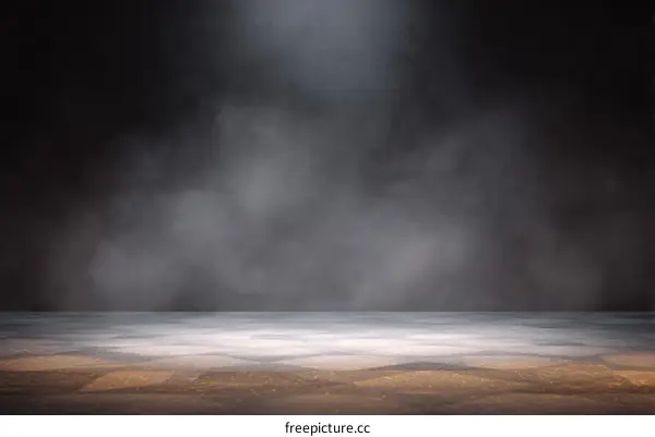 Empty Stage Scene with Smoky Background