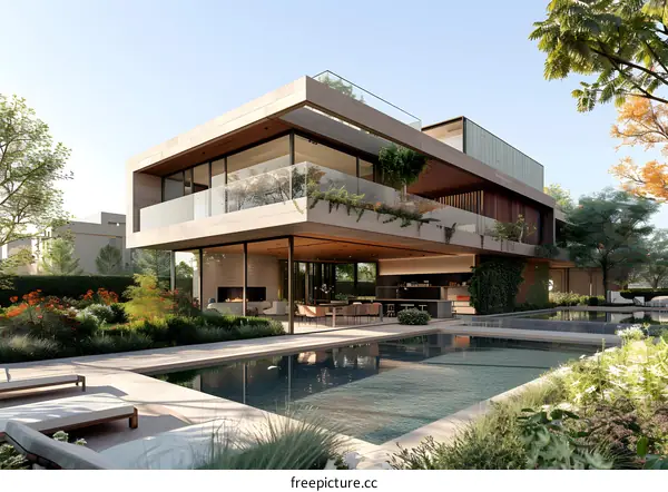 Modern House With Pool and Garden Design