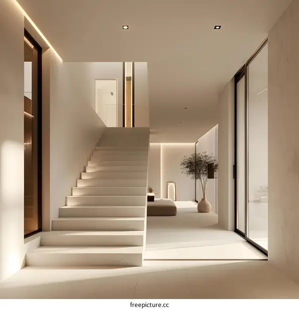 Modern Minimalist Staircase Design in a Luxurious Home