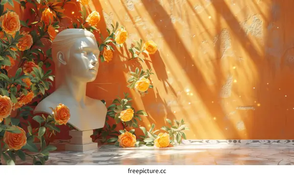 Elegant Artistic Bust of Man in Floral Setting