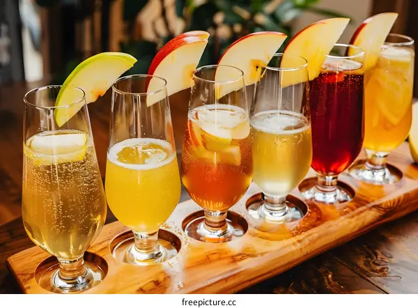 Apple Cider Tasting Flight with Fresh Apple Slices