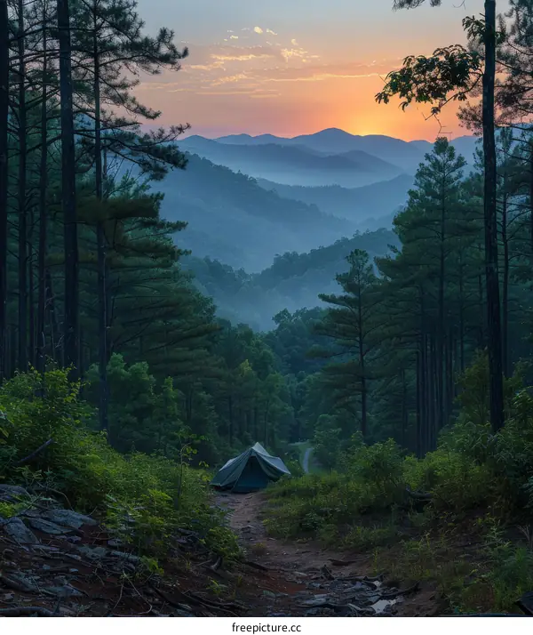 Sunrise Camping in the Mountains with Valley Views