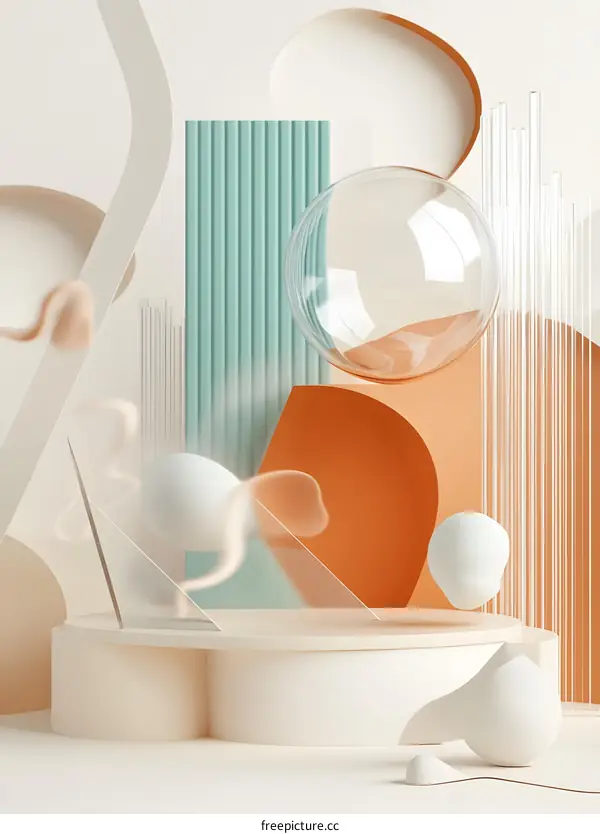 Abstract 3D Shapes with Pastel Colors