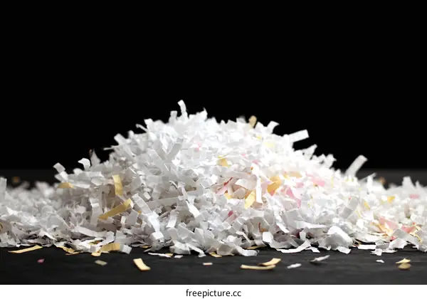 Shredded Paper Pile on Dark Surface