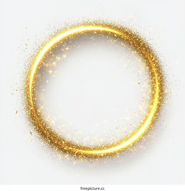 Golden Circle Frame with Sparkling Particles
