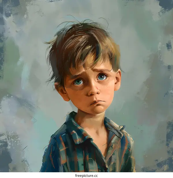 Portrait of a sad looking boy