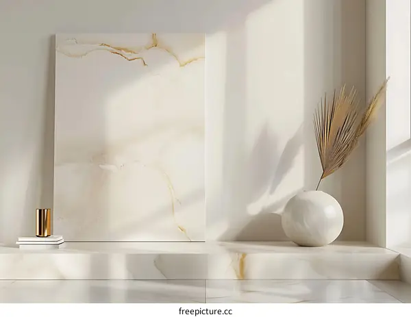Minimalist Interior Design with Marble Texture and Golden Accents