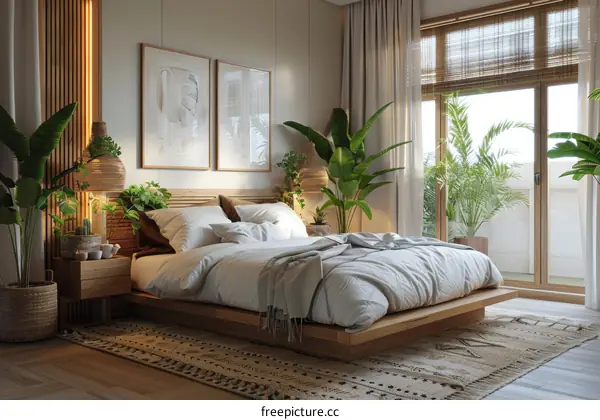 Serene Japanese-Inspired Bedroom with Zen Ambiance