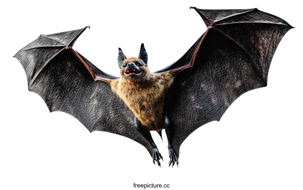 [Transparent Background PNG]Bat in Flight Against a White Background