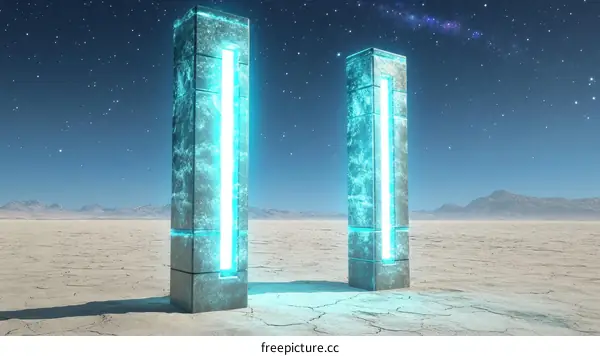 Futuristic Portal in a Desolate Landscape