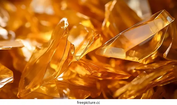 Close-up of an Amber Gemstone Pile