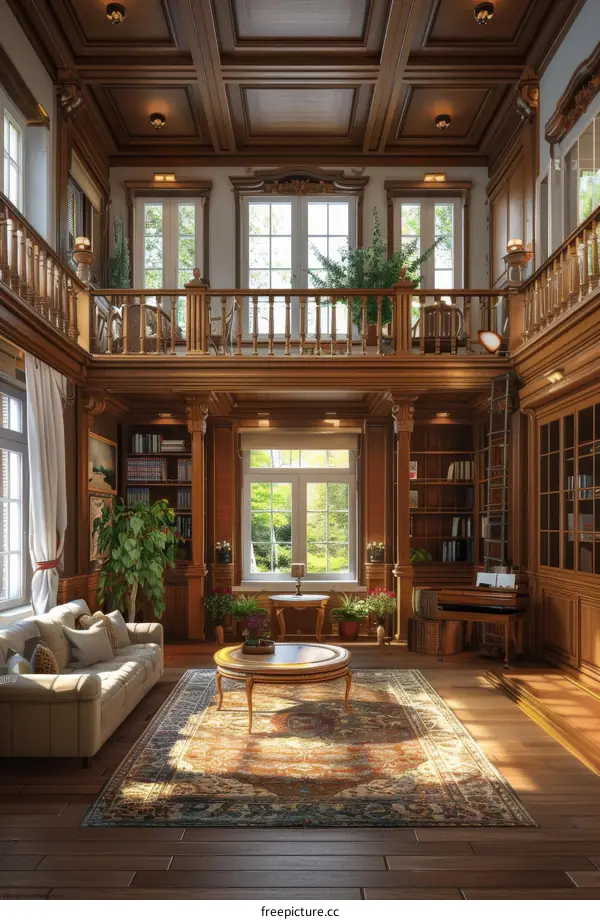 Luxurious Wooden Library Room Interior Design