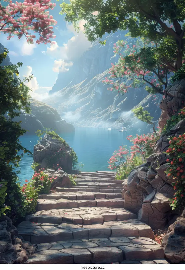 Enchanted Mountain Lake with Path