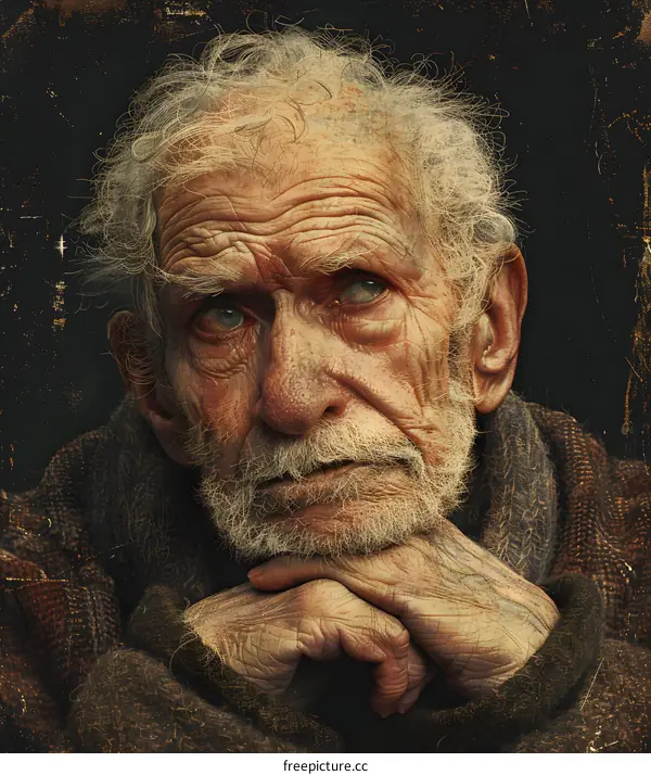 portrait of an old man with white hair and beard