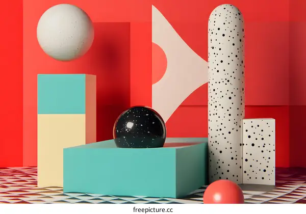 Abstract 3D Geometric Shapes in Minimalist Style